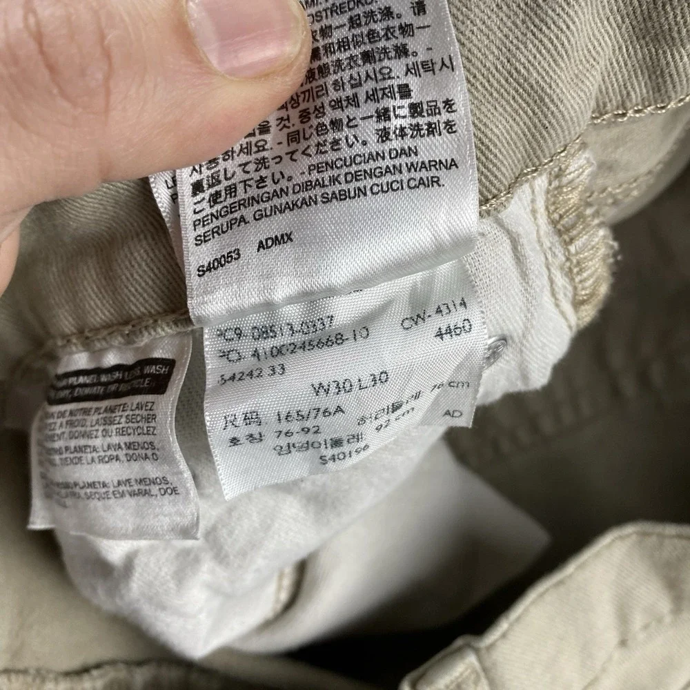 Levis 513 Slim Straight Jeans Mens‎ 30x30 Beige Low Rise - Picture 9 of 13